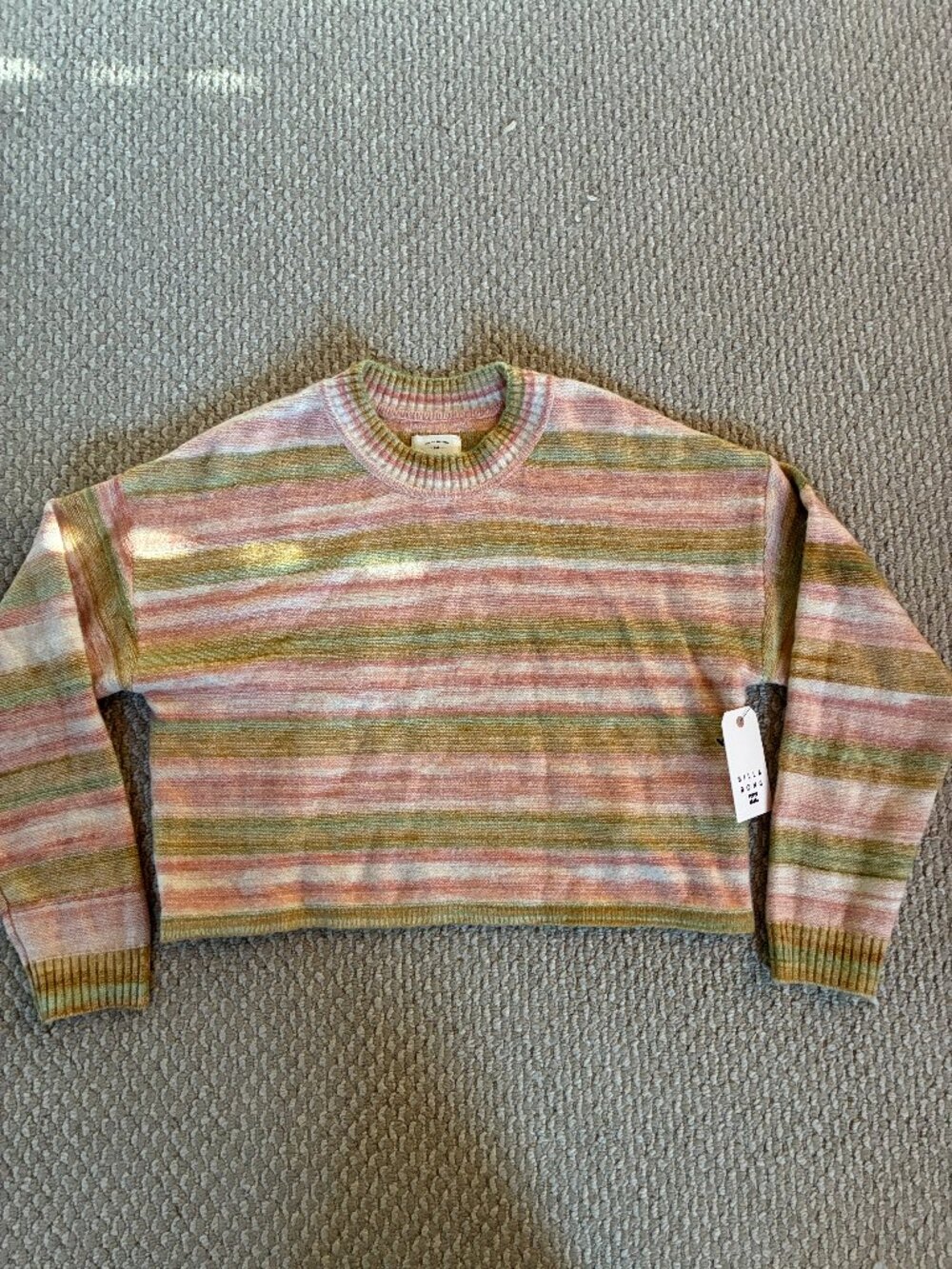 NWT Billabong Women’s Size Medium Vivid Sun Striped Sweater Y2k Cropped